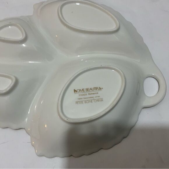 Vintage 1940 Vintage Home Beautiful Porcelain 4 Section Floral Hand Painted Dish Plate JAPAN